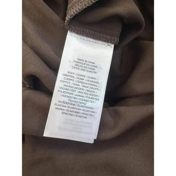 Lauren Ralph Lauren Black Label L Belted Stretch Jersey Wide Leg Jumpsuit Brown - Picture 9 of 9